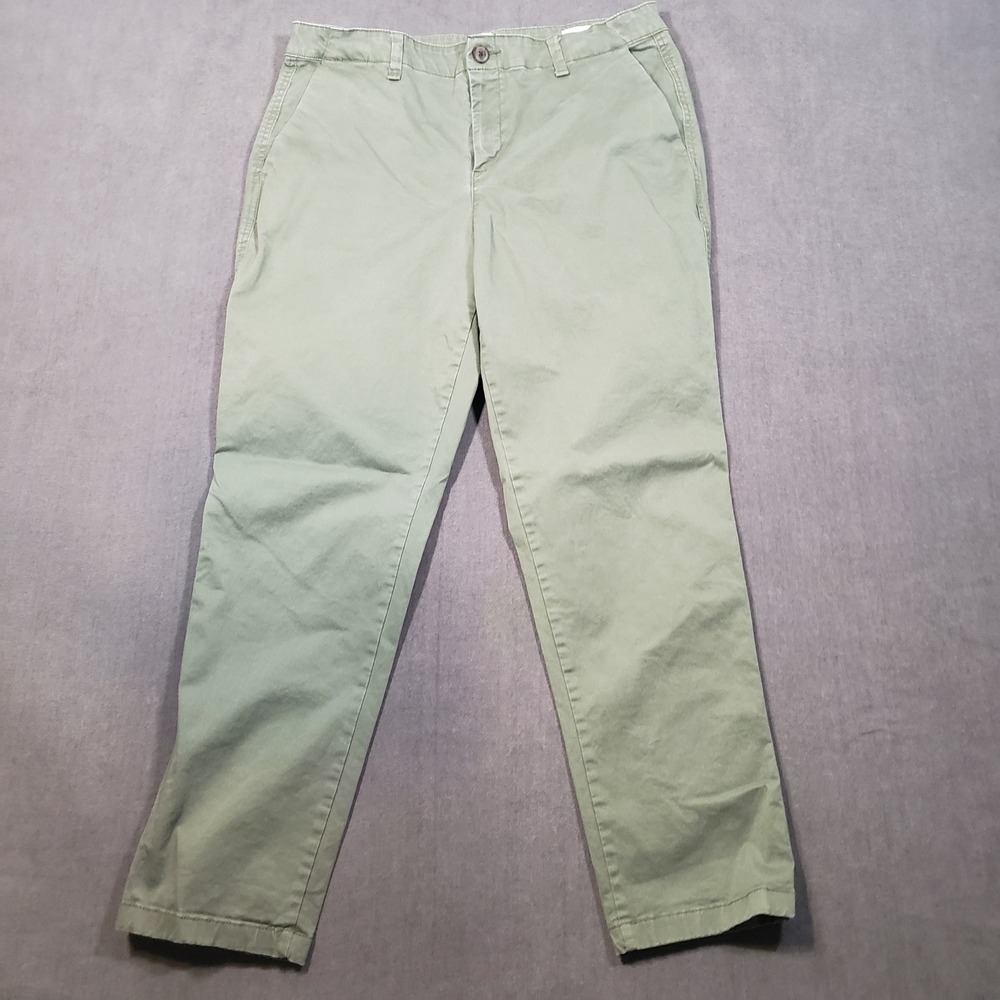 Gap Girlfriend Khaki Pants Womens 8 Green Stretch Cotton Chino Tapered Mid Rise